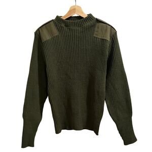 DSPC Sweater Mens 38 Small Green 100% Wool Service Valor US Military Commando